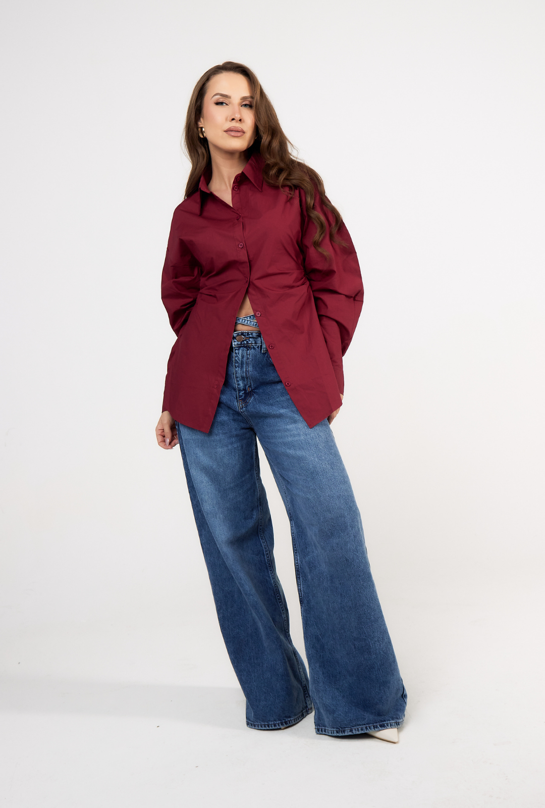 Chemise Bordeaux – Coupe Oversize Ajustable