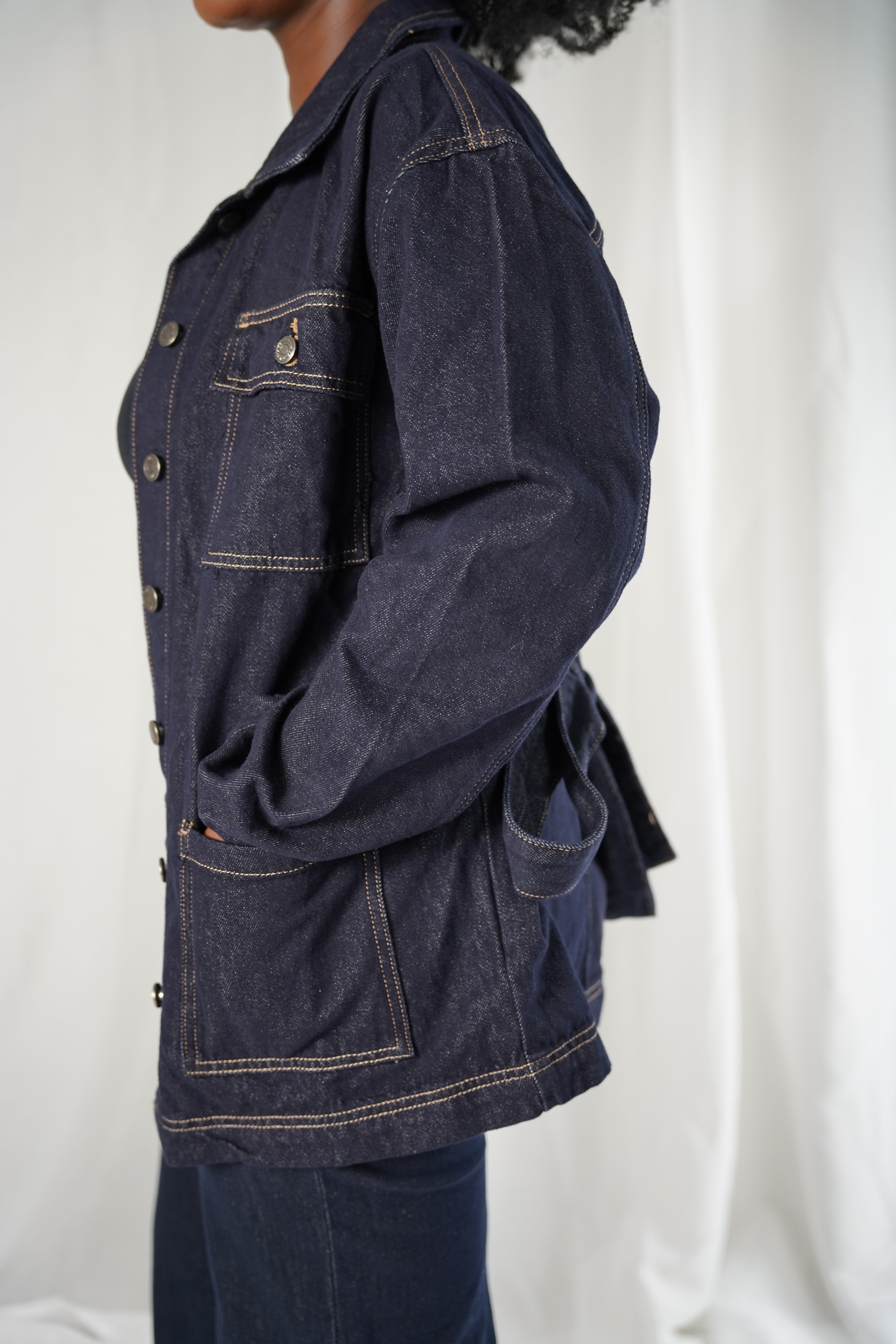 Veste Denim Ceinturée Indigo