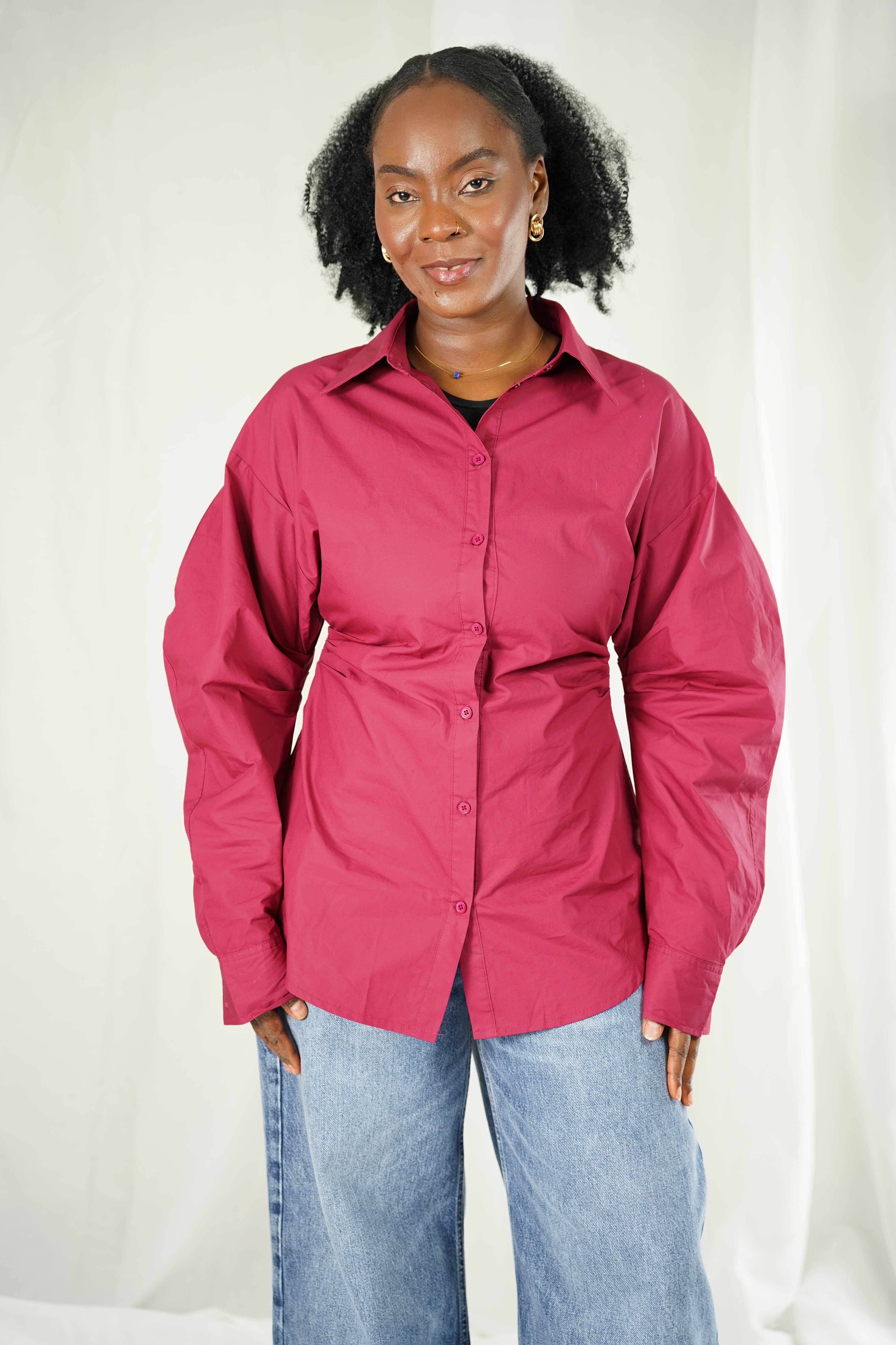Chemise Bordeaux – Coupe Oversize Ajustable