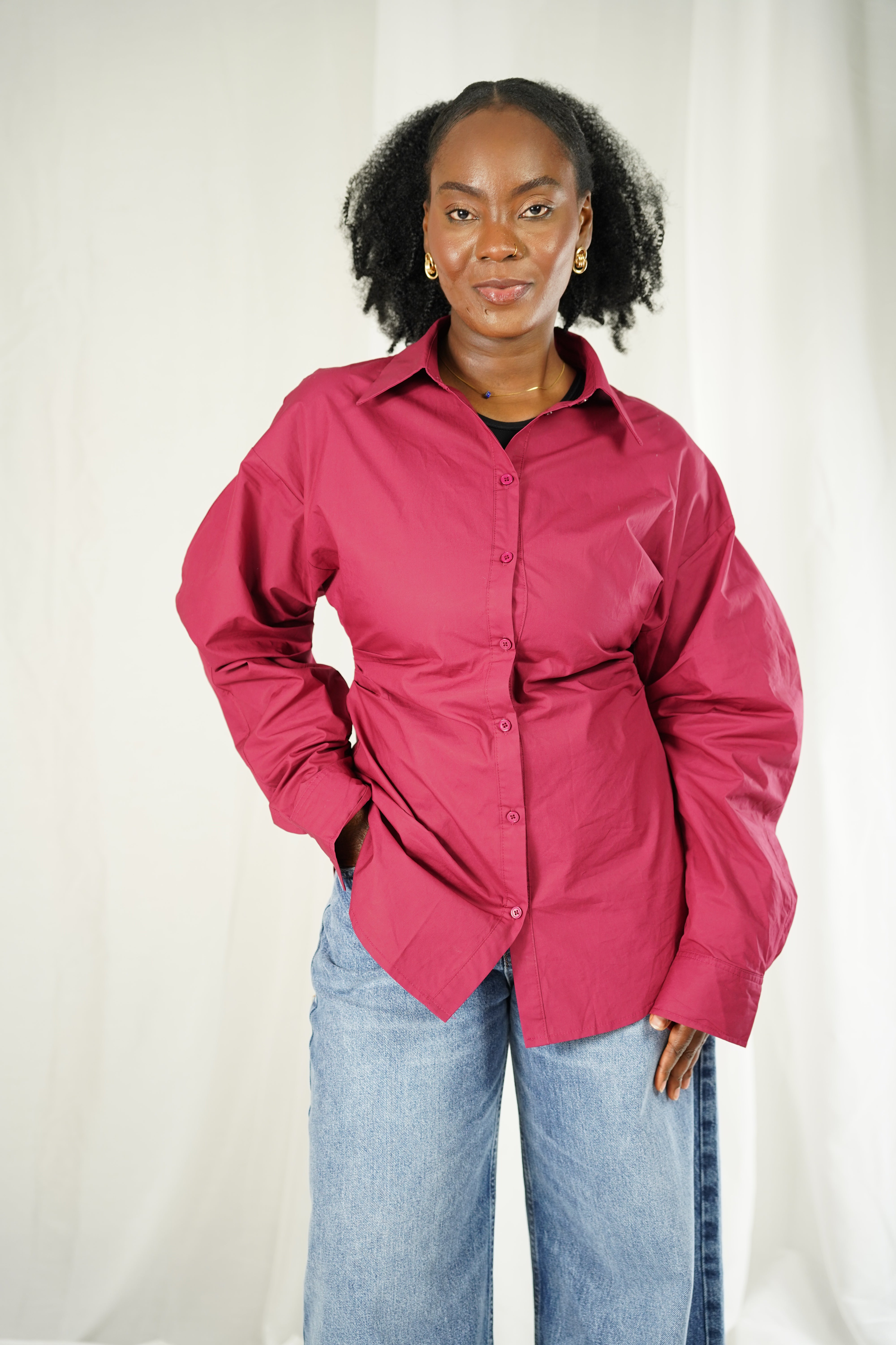 Chemise Bordeaux – Coupe Oversize Ajustable