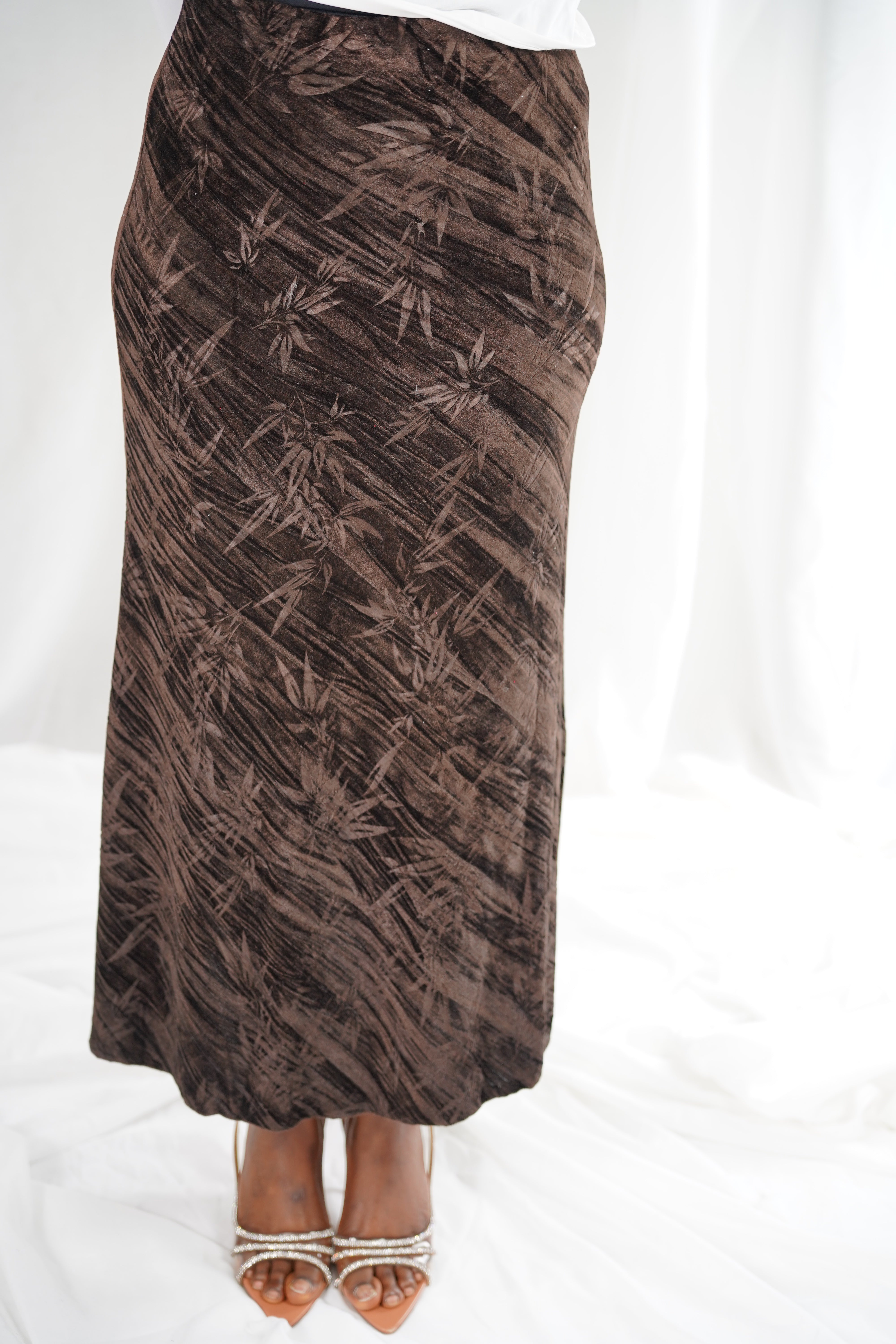 Jupe Midi Velours “Écorce Nocturne”