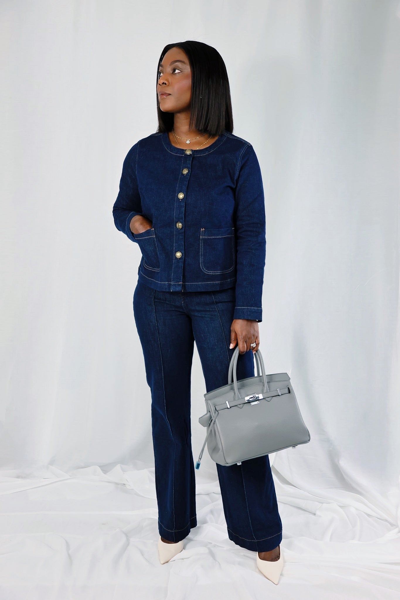 Jean "Couture Wide" – Bleu marine