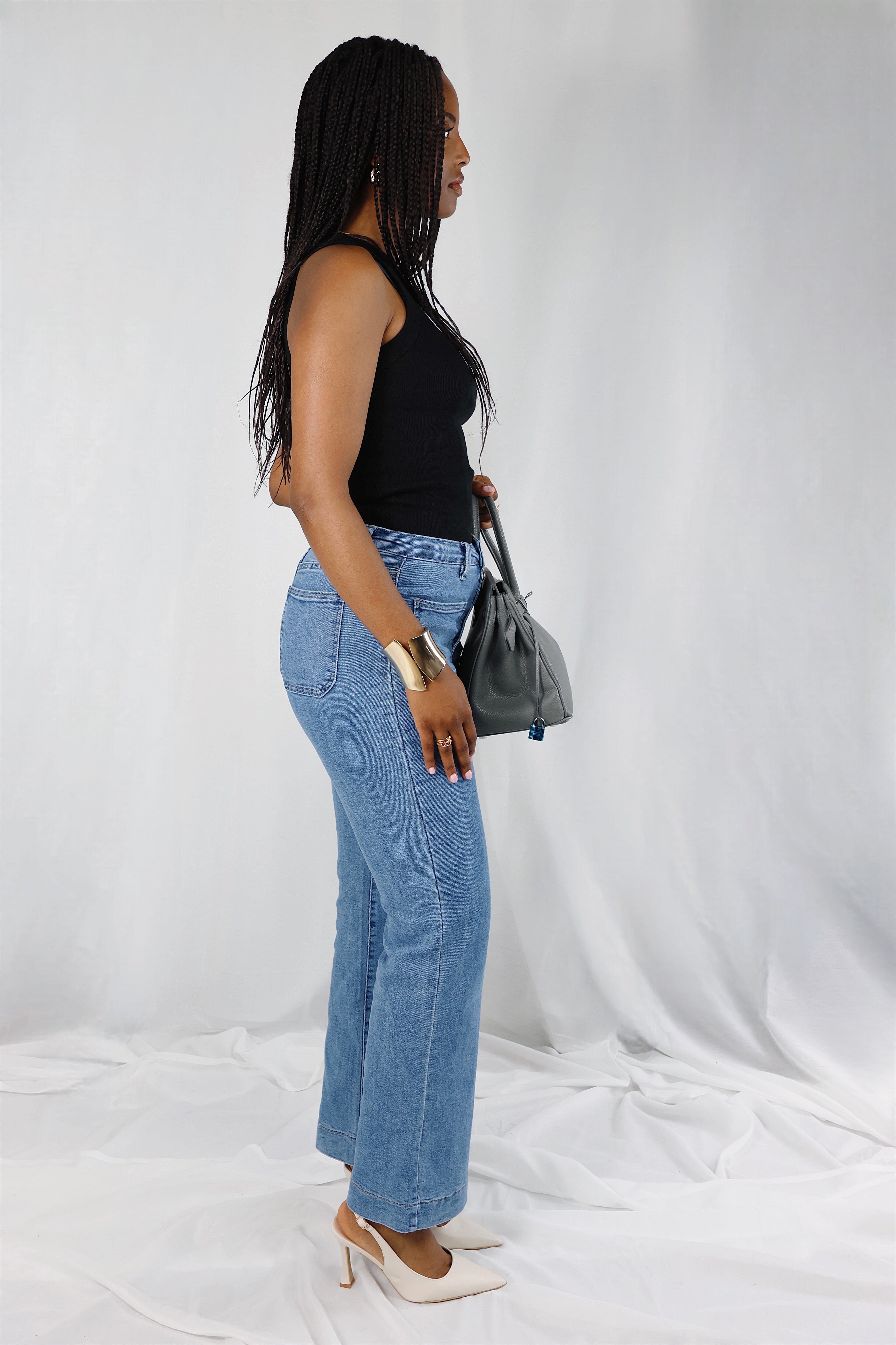 Jean "Élan" – Bleu boutonné