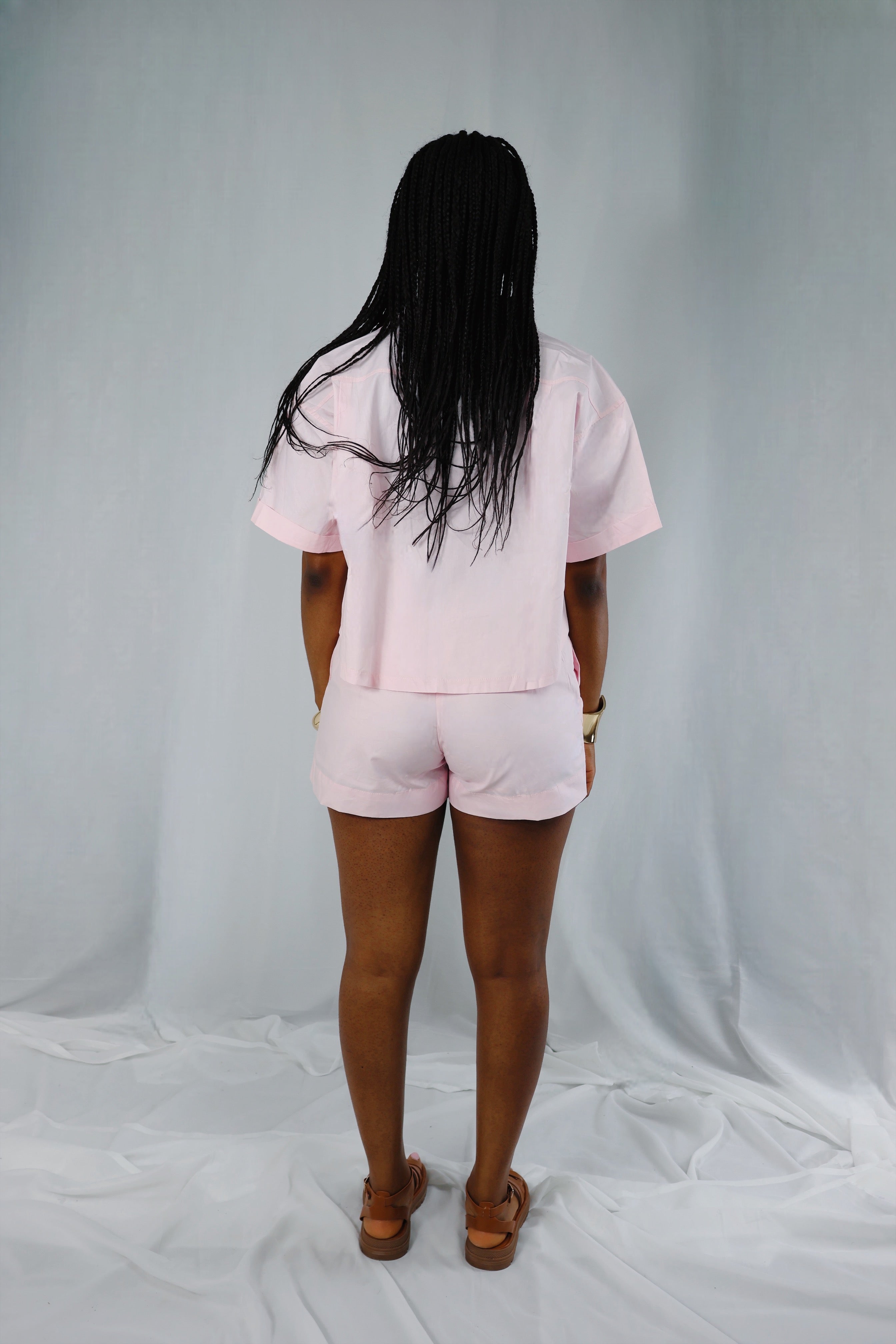 Ensemble “Bubble Pink” – Chemise & Short coordonnés