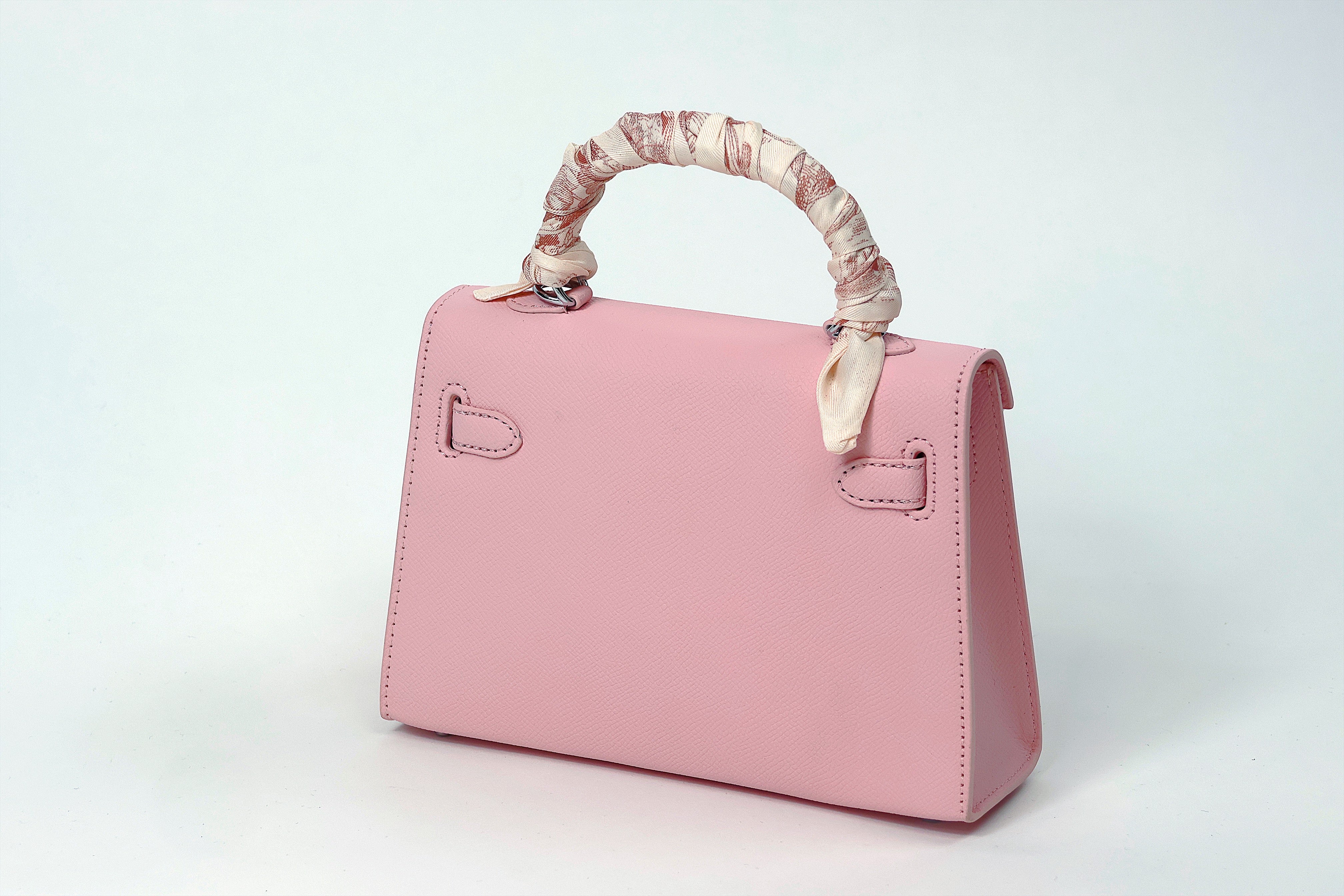 Sac “Rose Élégance” – Mini format à poignée foulard