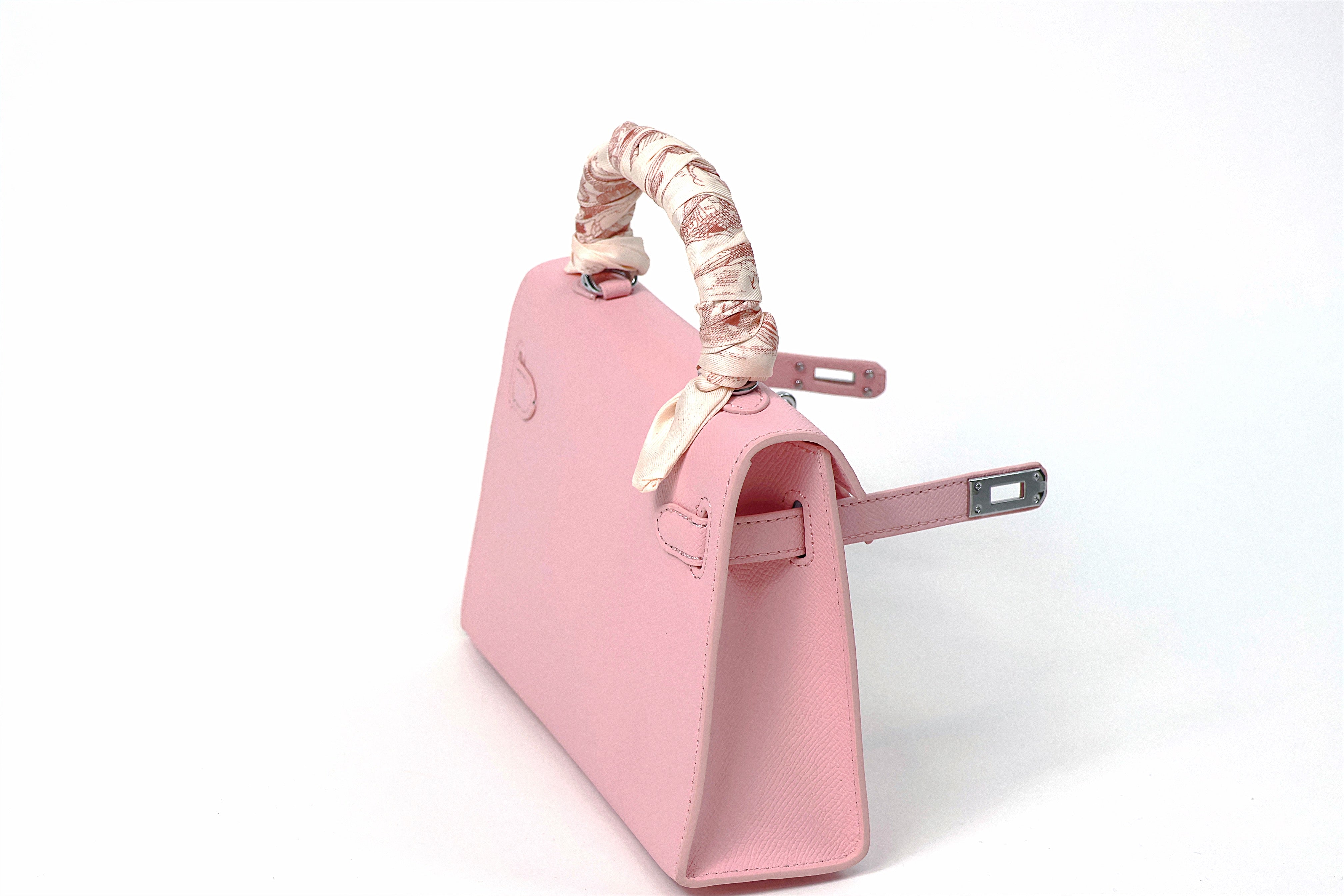 Sac “Rose Élégance” – Mini format à poignée foulard
