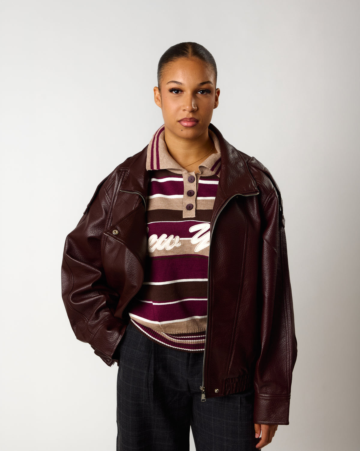 Veste Effet Cuir Oversize – Nova