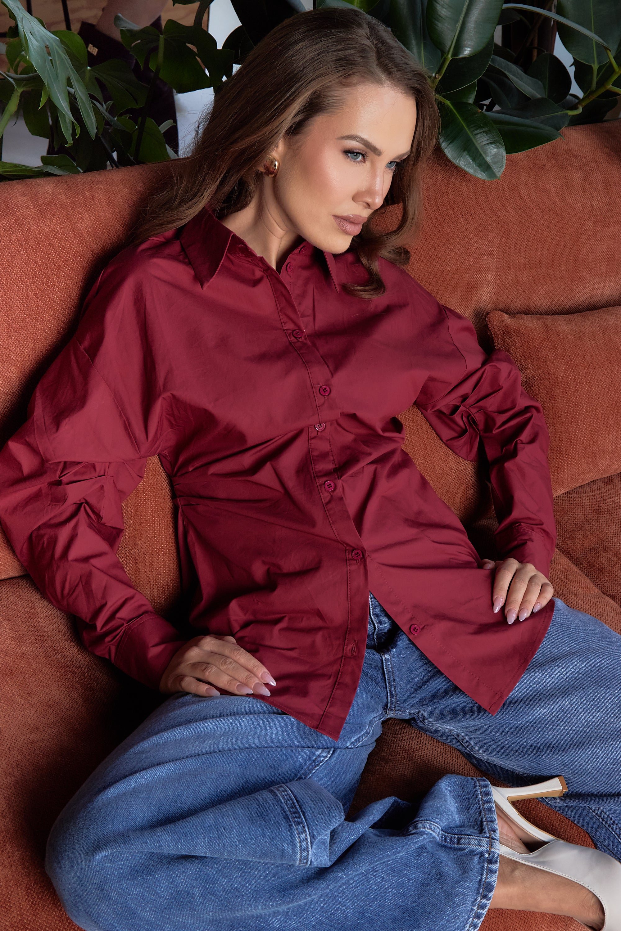 Chemise Bordeaux – Coupe Oversize Ajustable