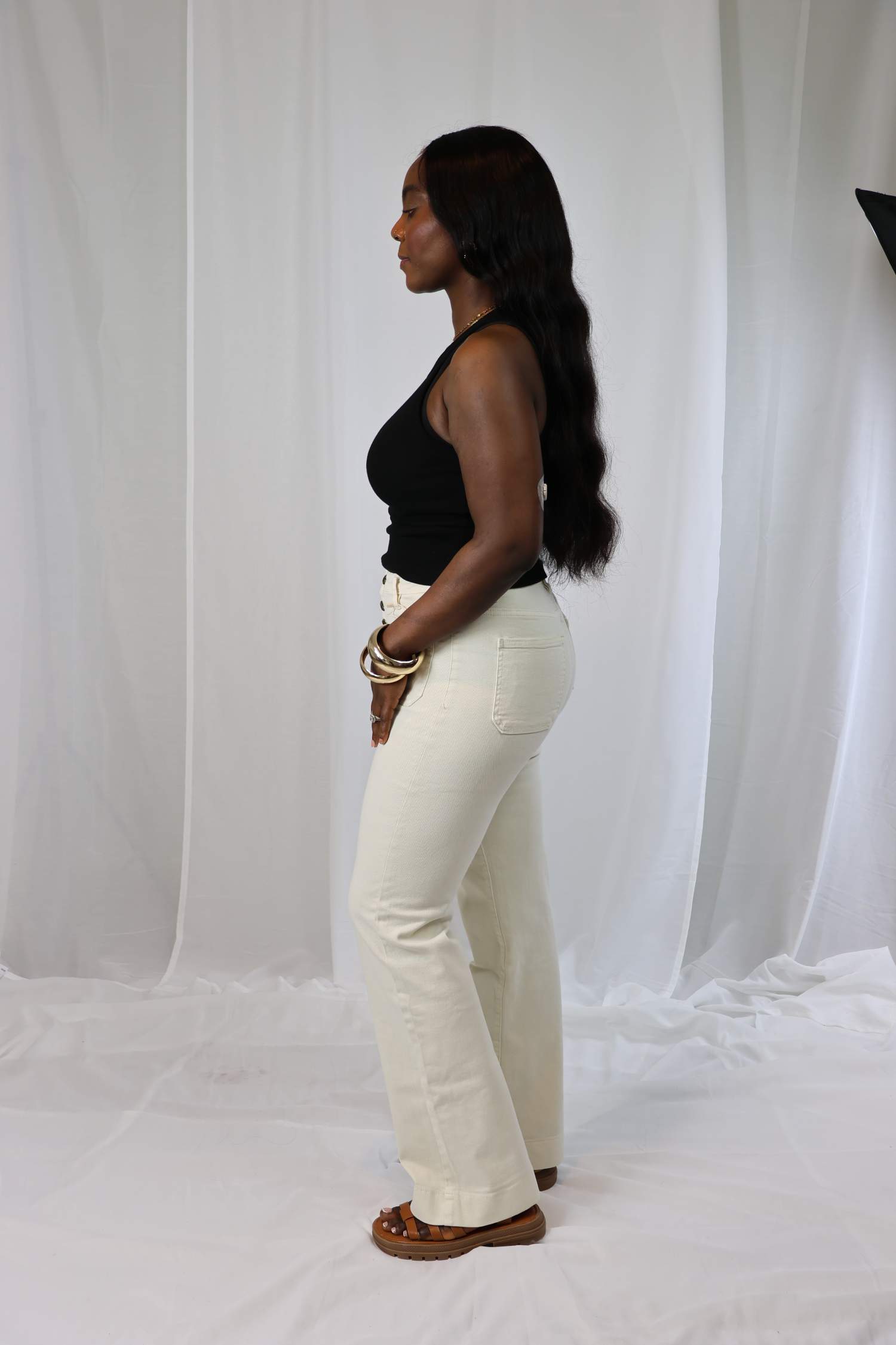 Jean "Élan" – Crème boutonné