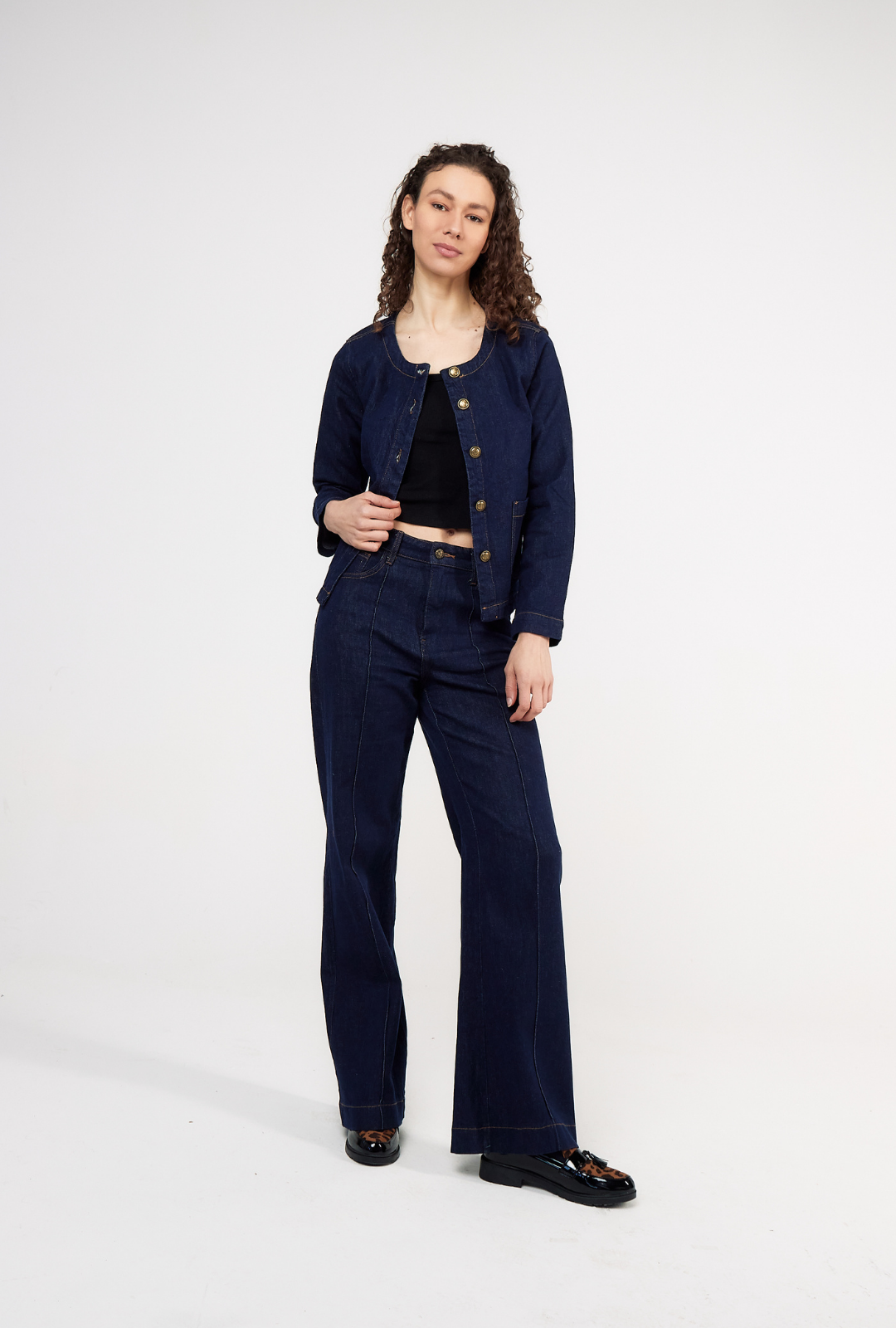 Jean "Couture Wide" – Bleu marine