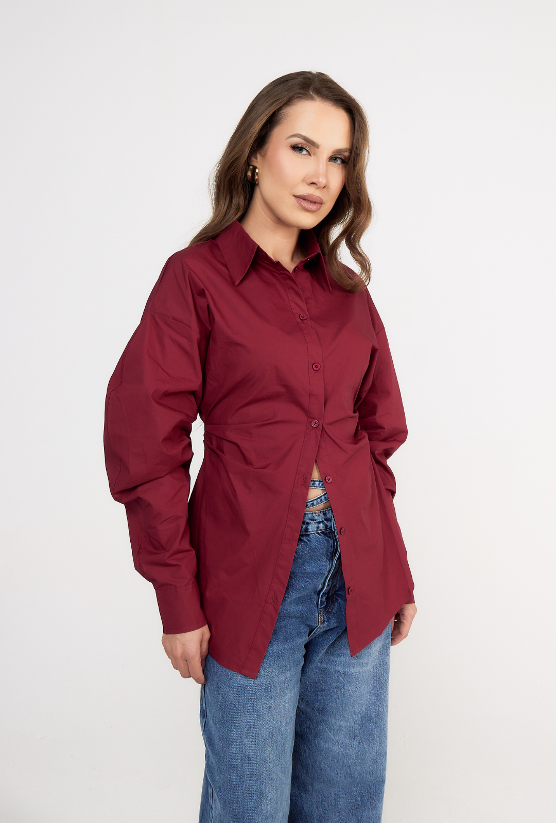 Chemise Bordeaux – Coupe Oversize Ajustable