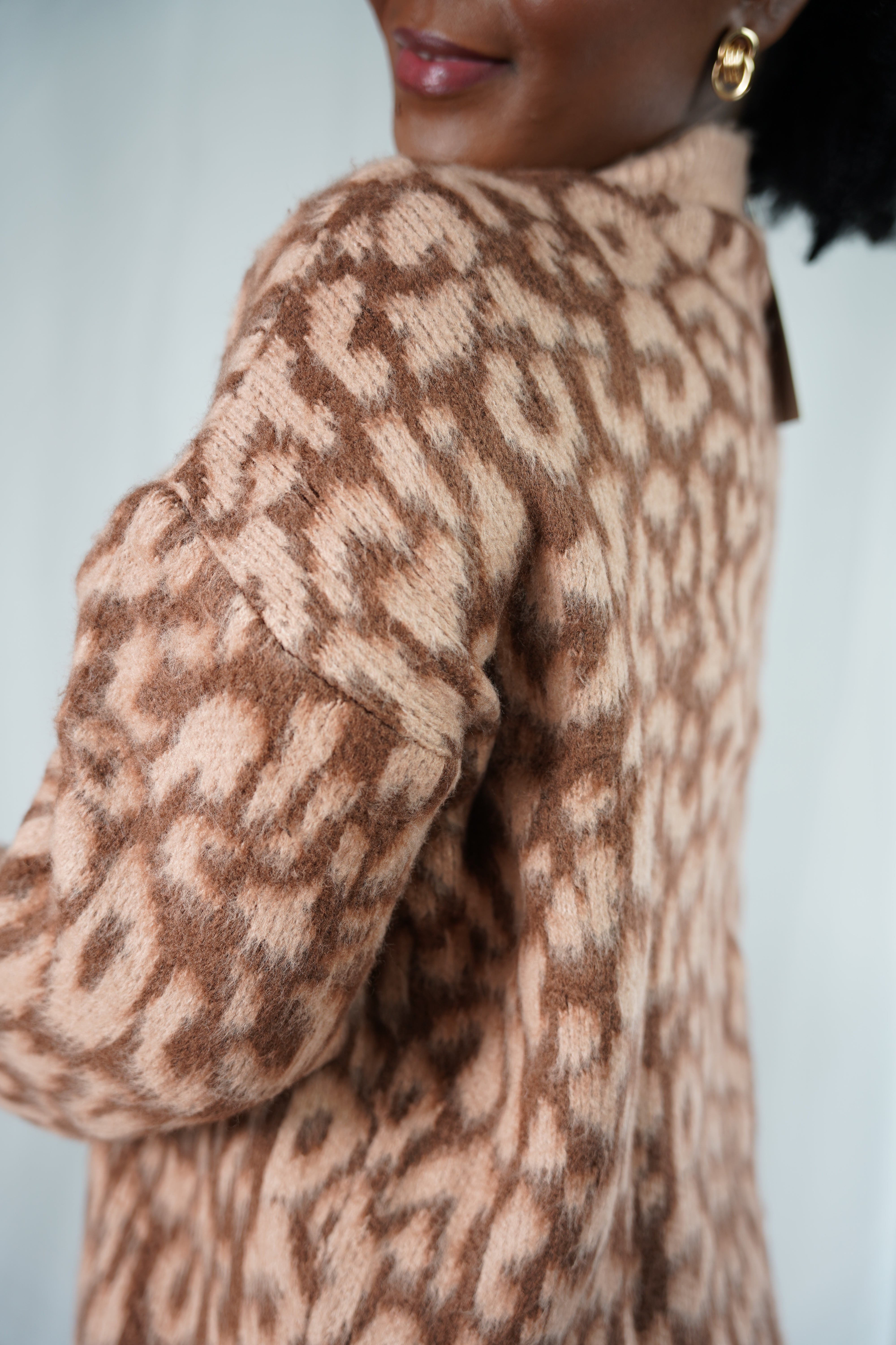 Cardigan en Tricot Léopard – Marron