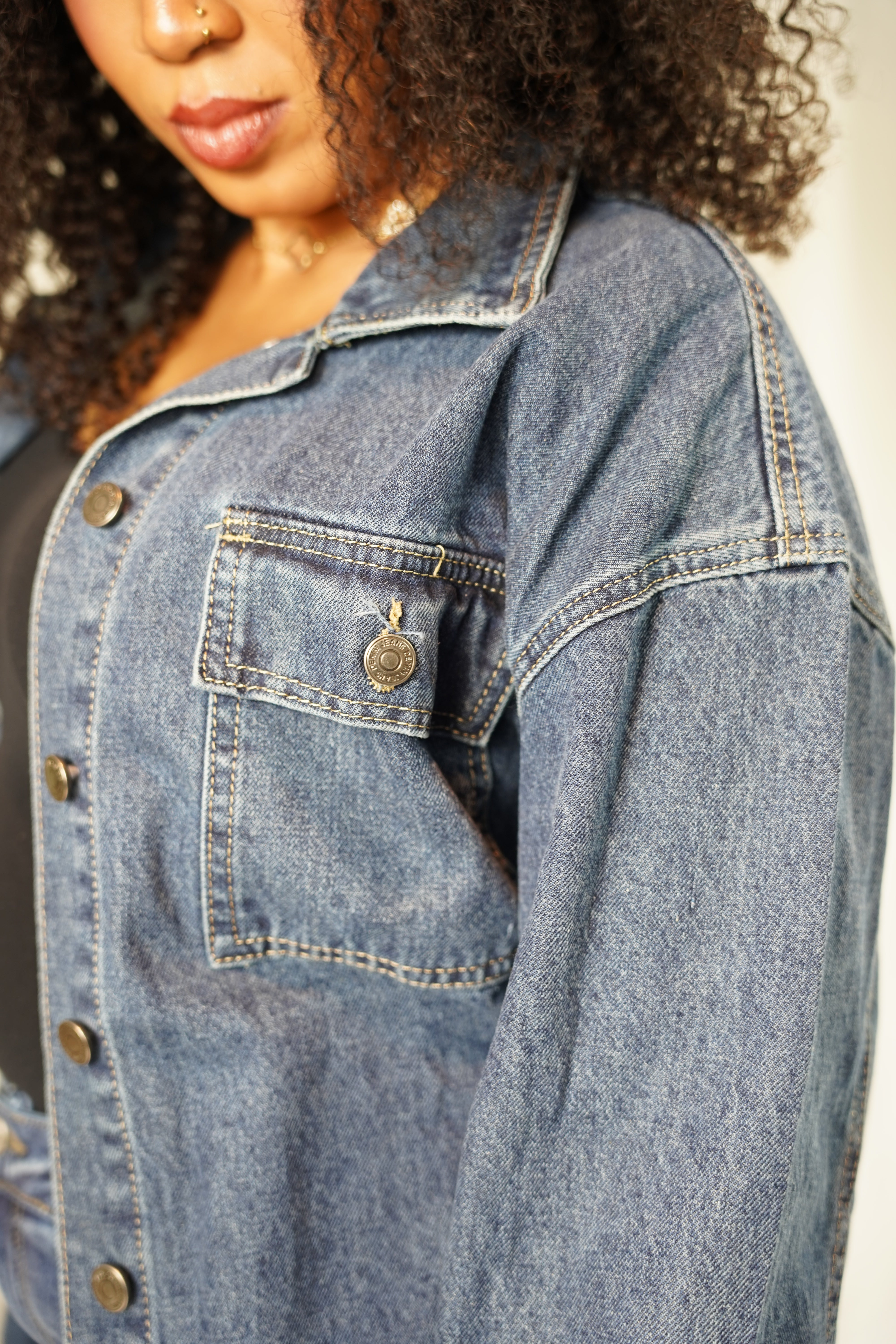 Veste en Jean Oversize Ceinturée – Ozelies