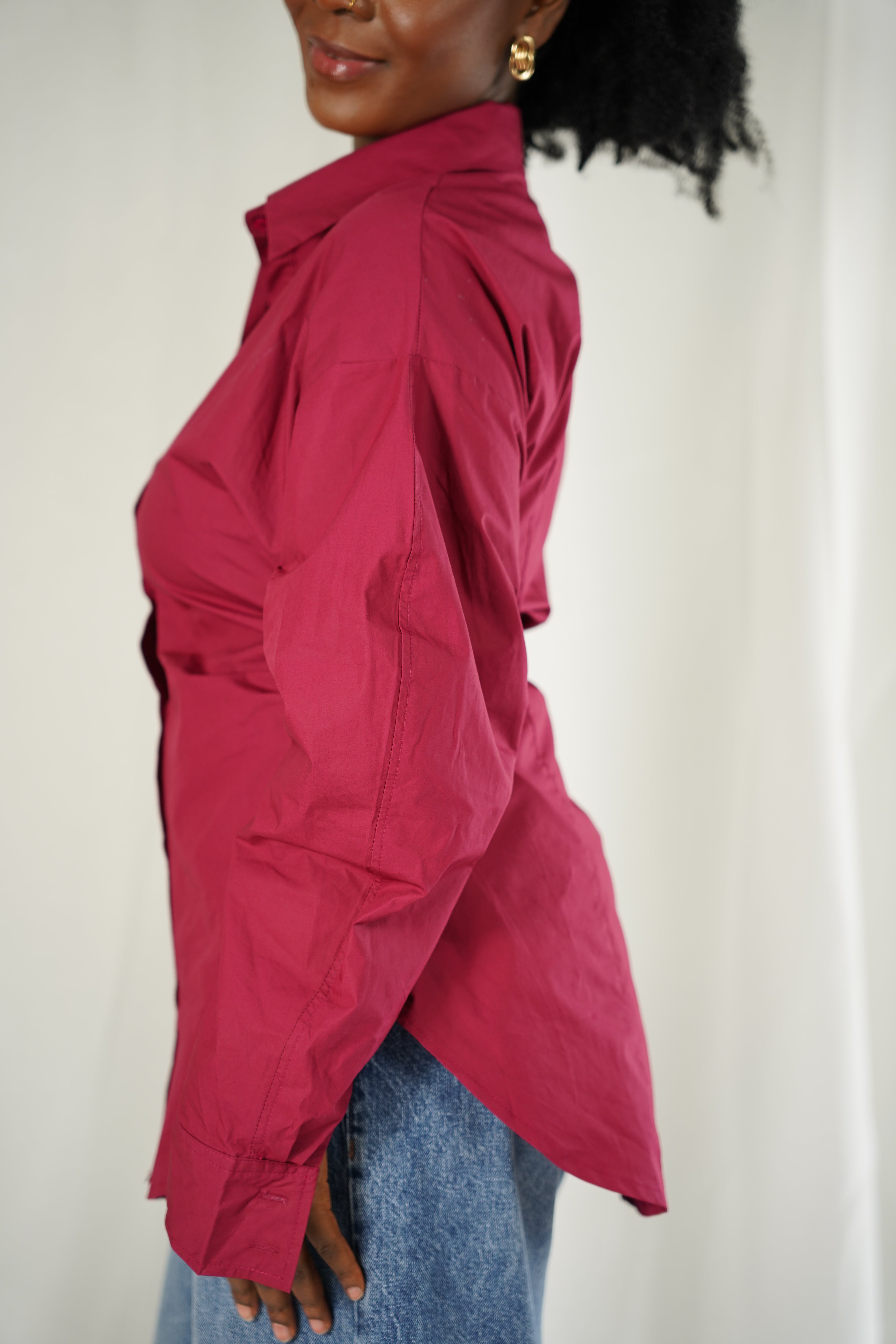 Chemise Bordeaux – Coupe Oversize Ajustable