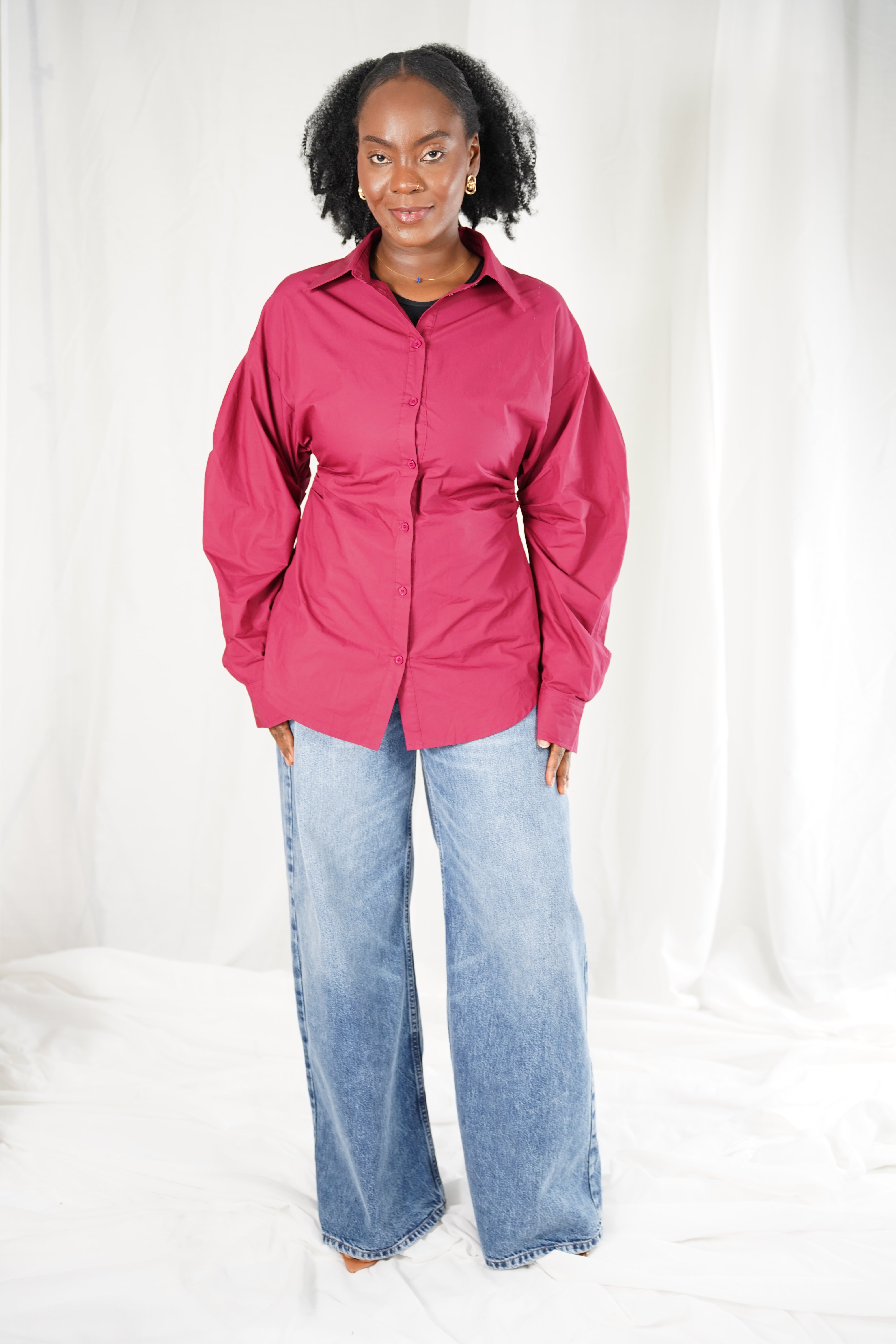 Chemise Bordeaux – Coupe Oversize Ajustable