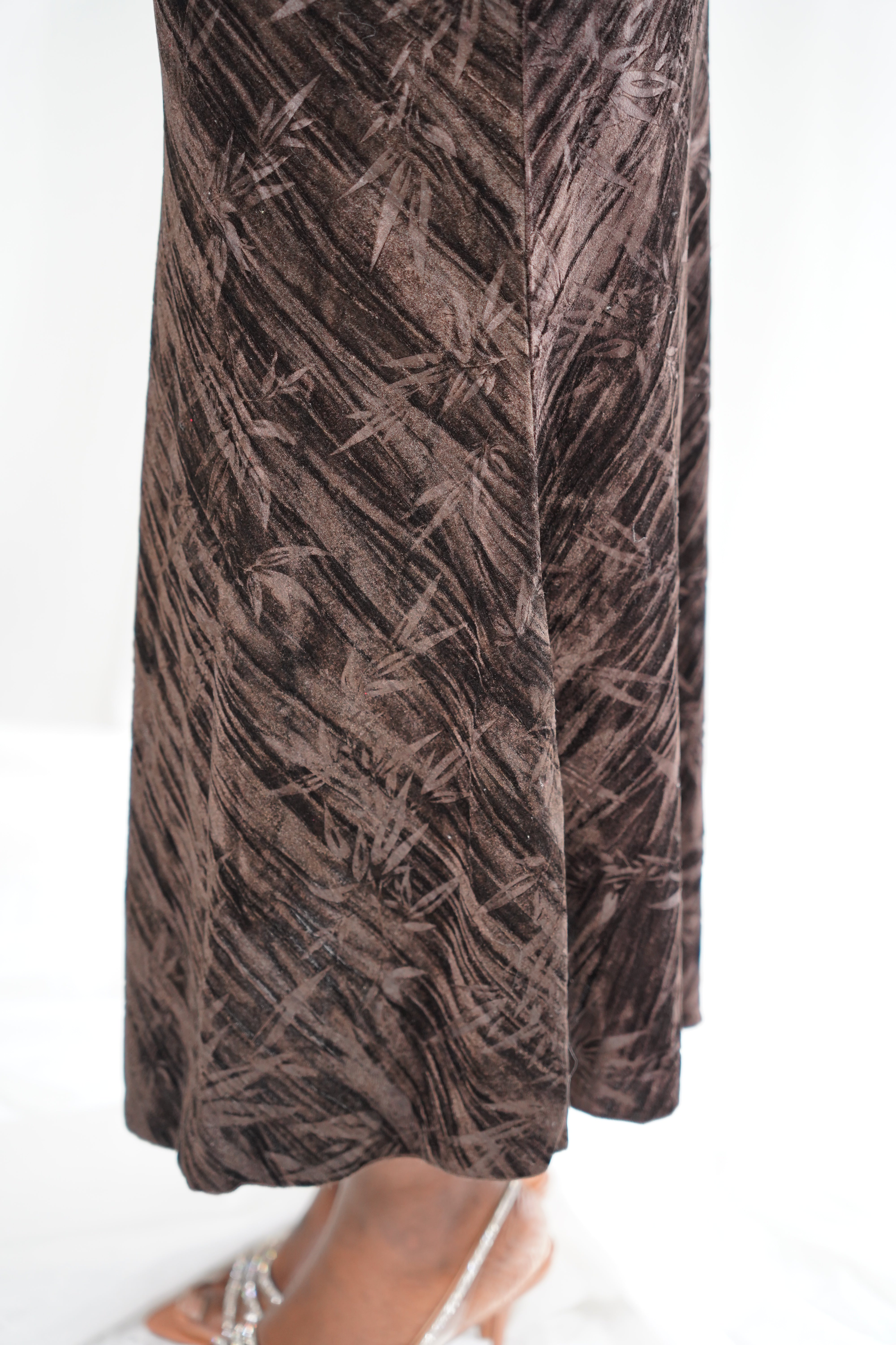 Jupe Midi Velours “Écorce Nocturne”