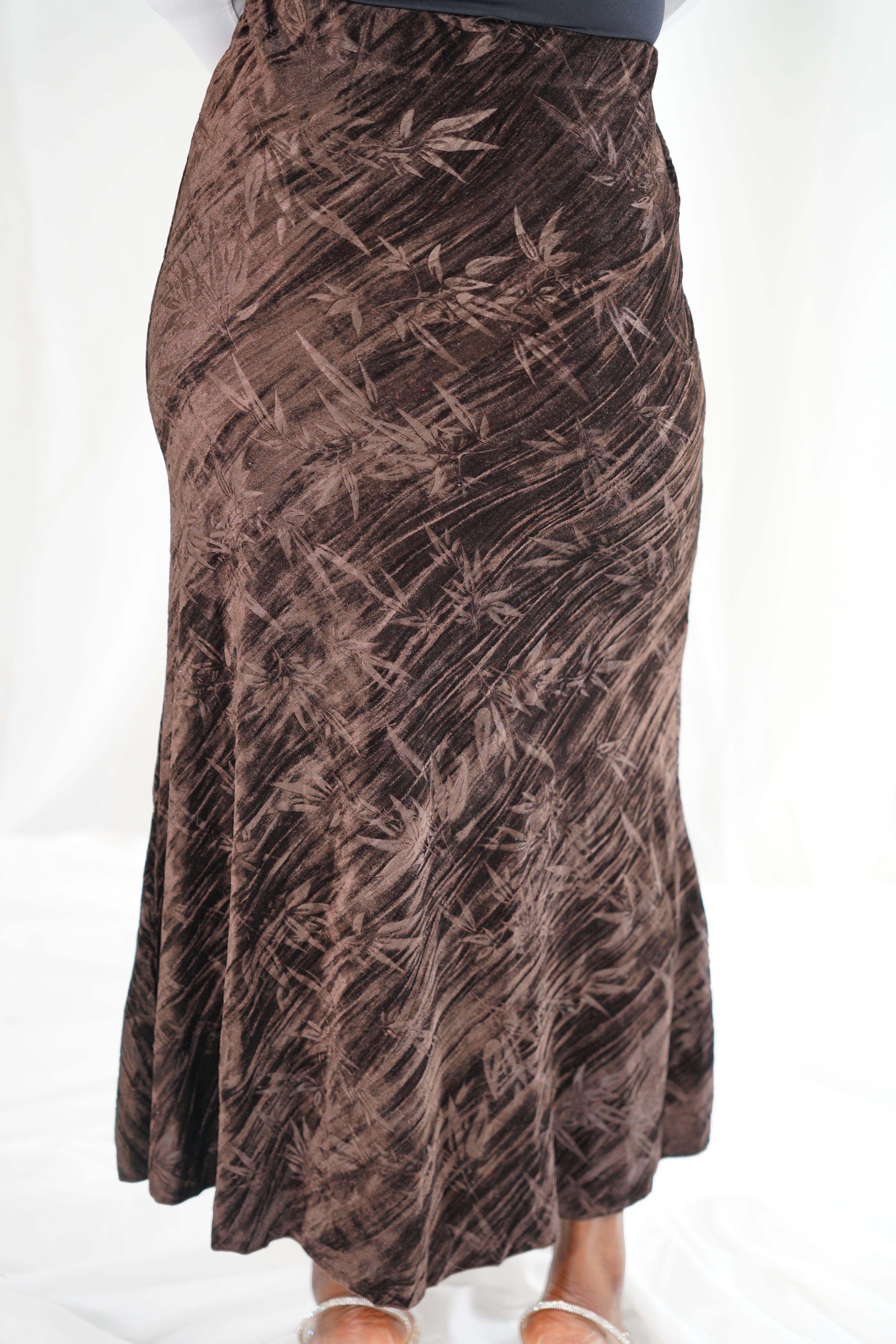 Jupe Midi Velours “Écorce Nocturne”