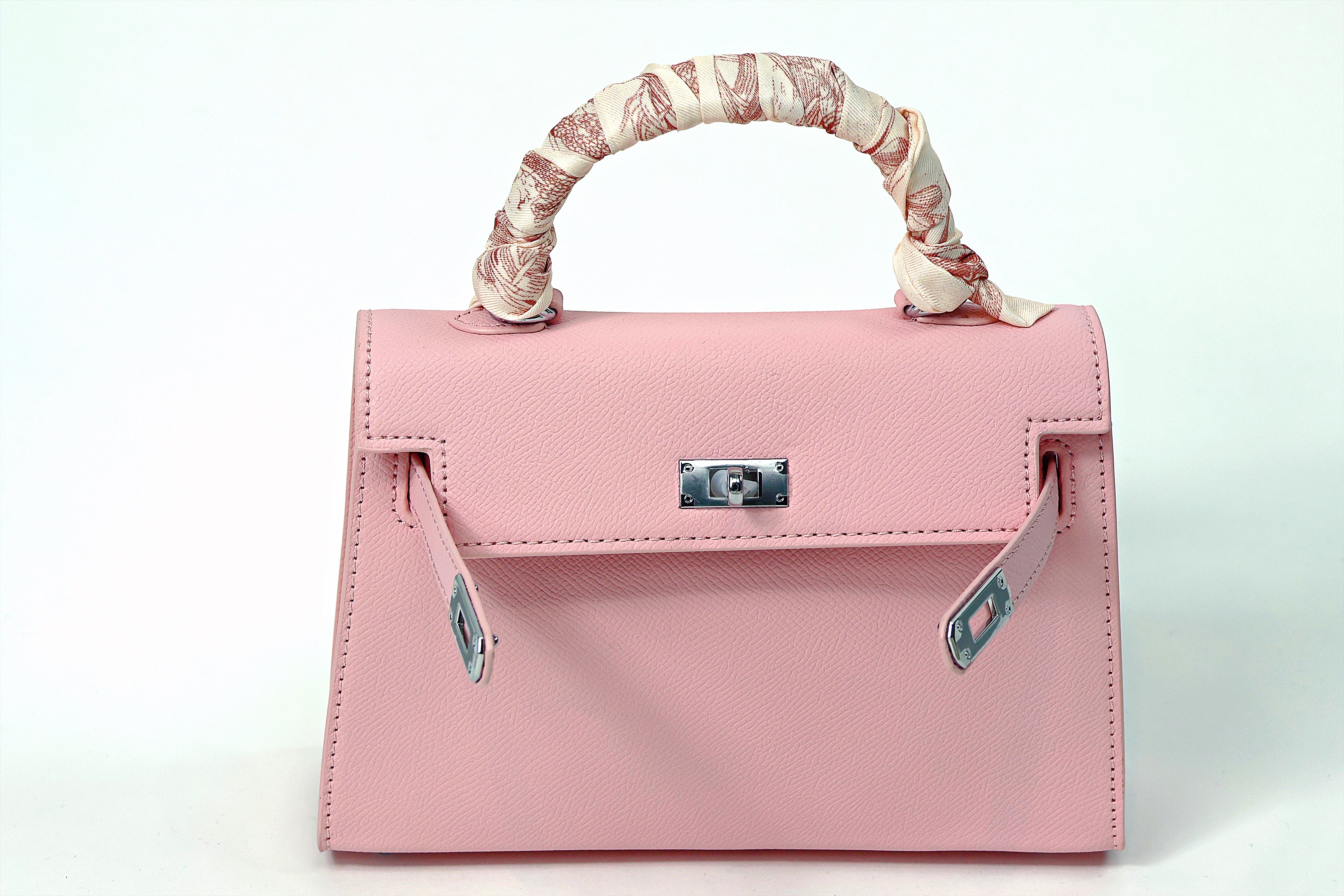 Sac “Rose Élégance” – Mini format à poignée foulard