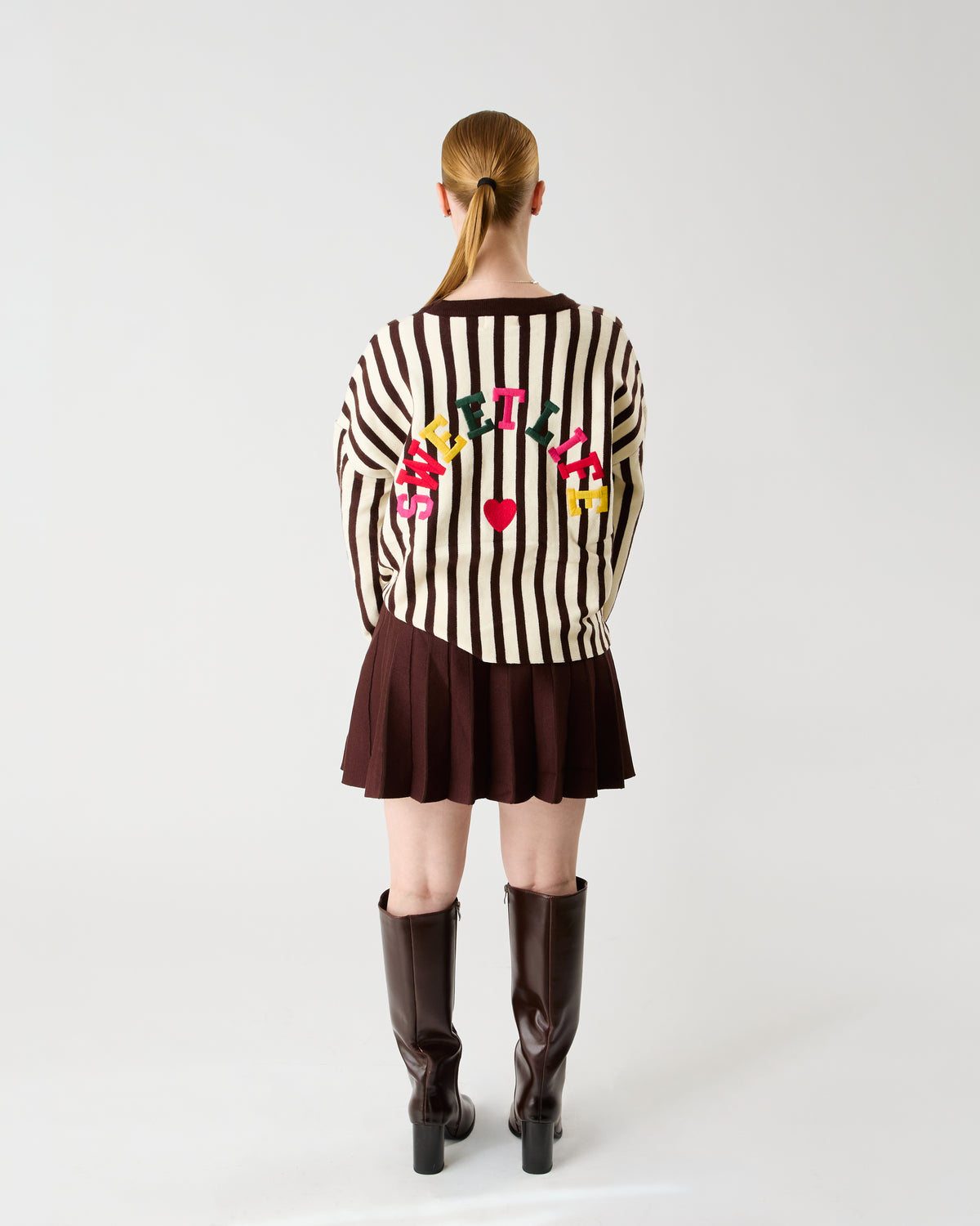 Pull Rayé Sweet Life – Chocolat & Crème