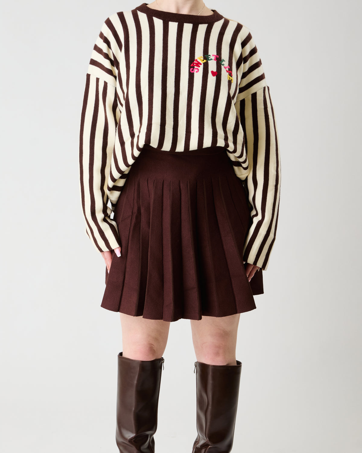 Pull Rayé Sweet Life – Chocolat & Crème