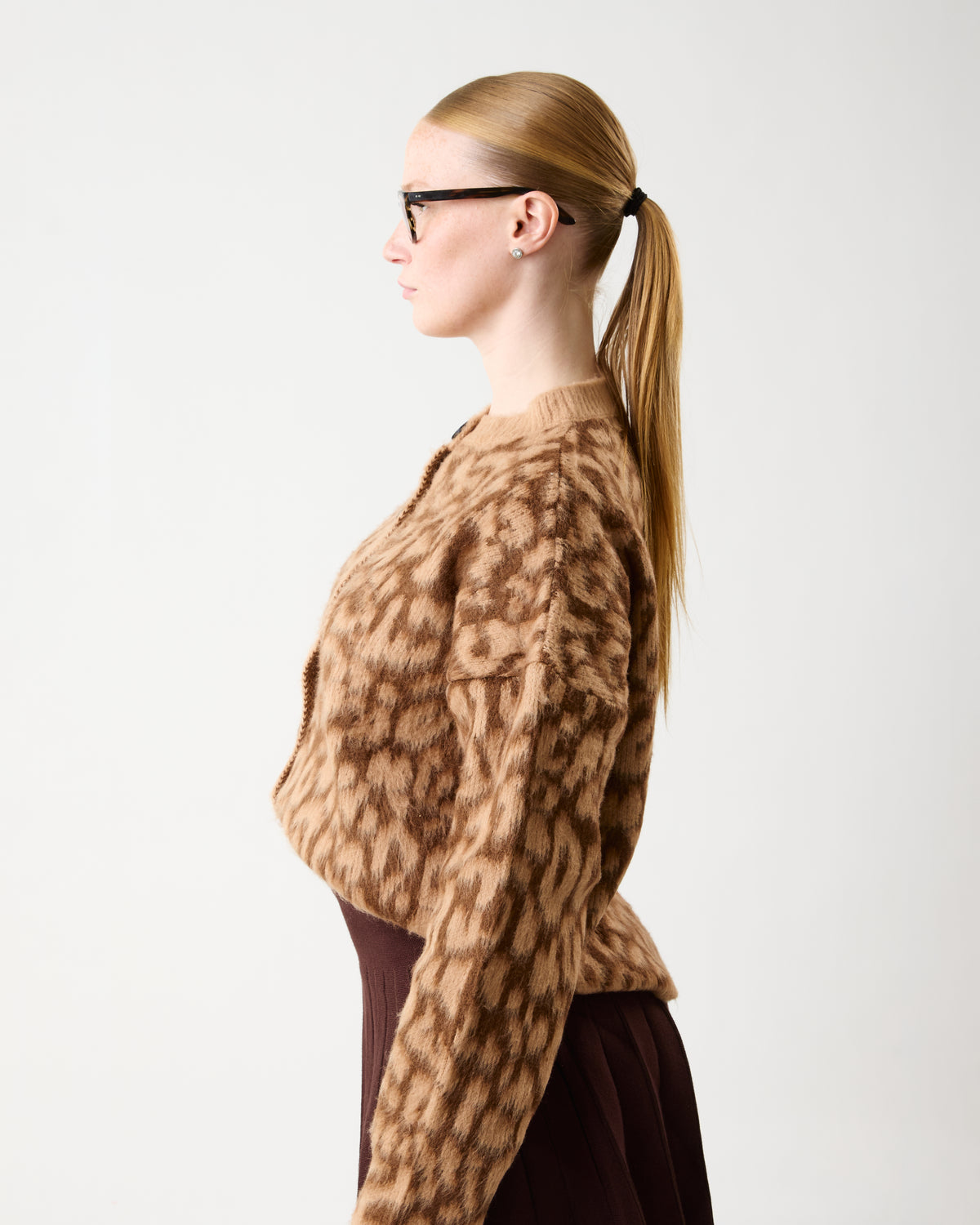 Cardigan en Tricot Léopard – Marron
