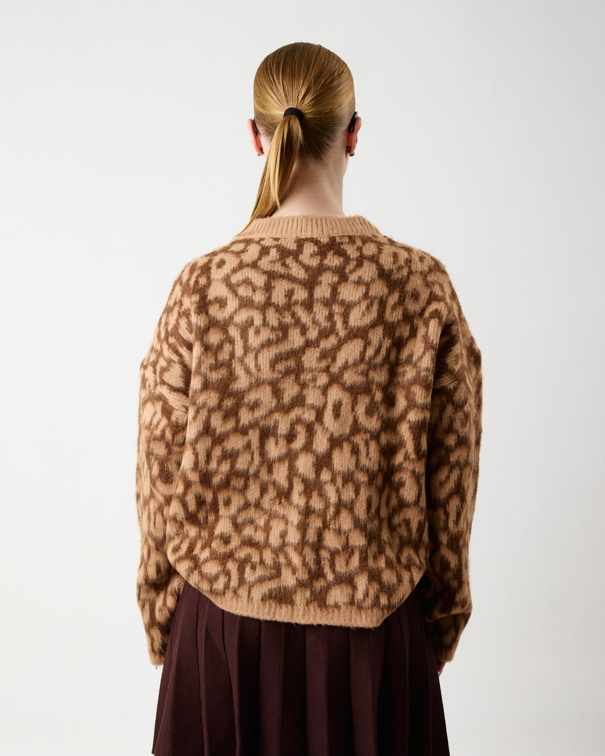 Cardigan en Tricot Léopard – Marron